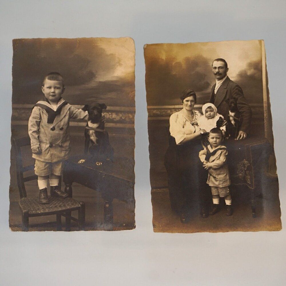 2 Antique Family Photo Cards Real Picture Photographs Germany